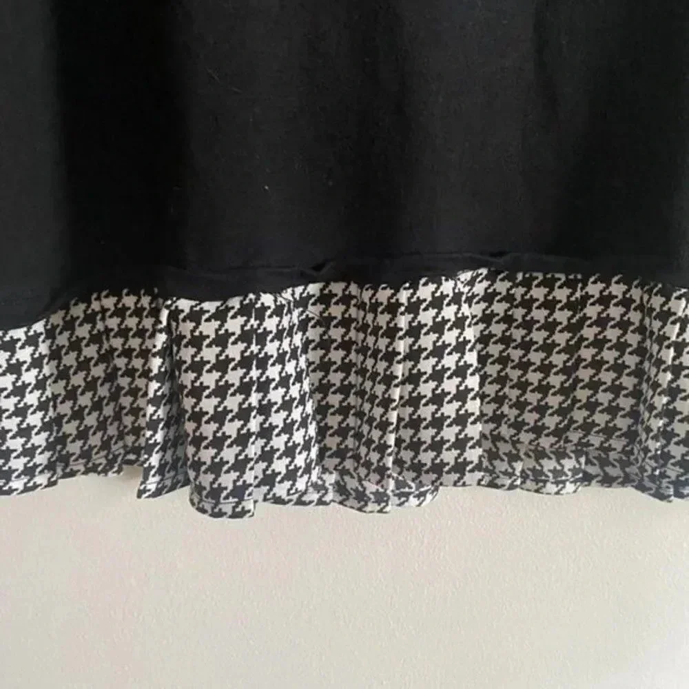 J Crew Black Top with Gingham Ruffle